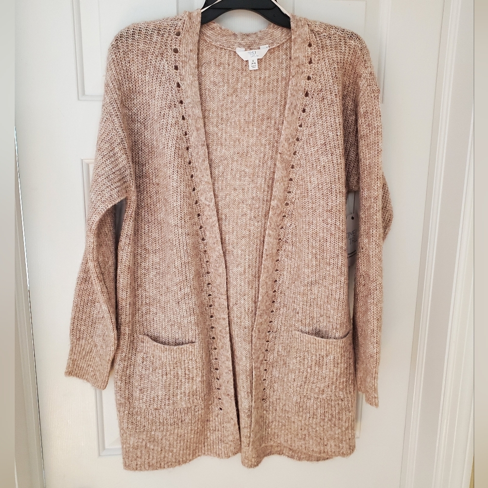 S 4-6 Open Front Beige Cardigan New - Picture 2 of 7